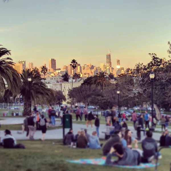 A cloud of smoke and music.And the Salesforce Tower rising in the distance
