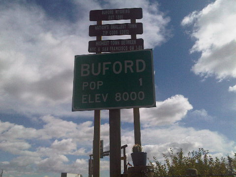 Cactus in Buford, WY. Temporarily pop 2. (Postcards say 2- someone died, I guess.)