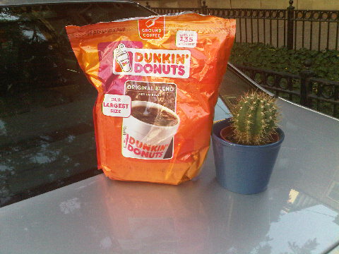 Cactus says goodbye to the @DunkinDonuts coffee. Boo hoo.