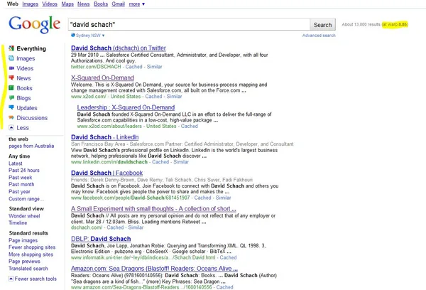 Google (AU) search is weird today. Warp 8.85! And results page looks different.