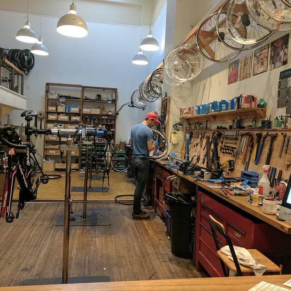 One of my babies being worked on by the experts. Thanks @huckbikes!