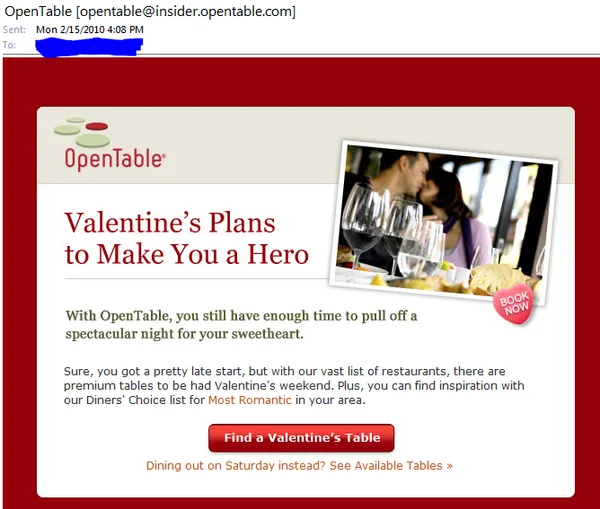 OpenTable - a day late. D'oh!